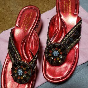 Donald Pliner Red Beaded Metallic Platform - 9.5M